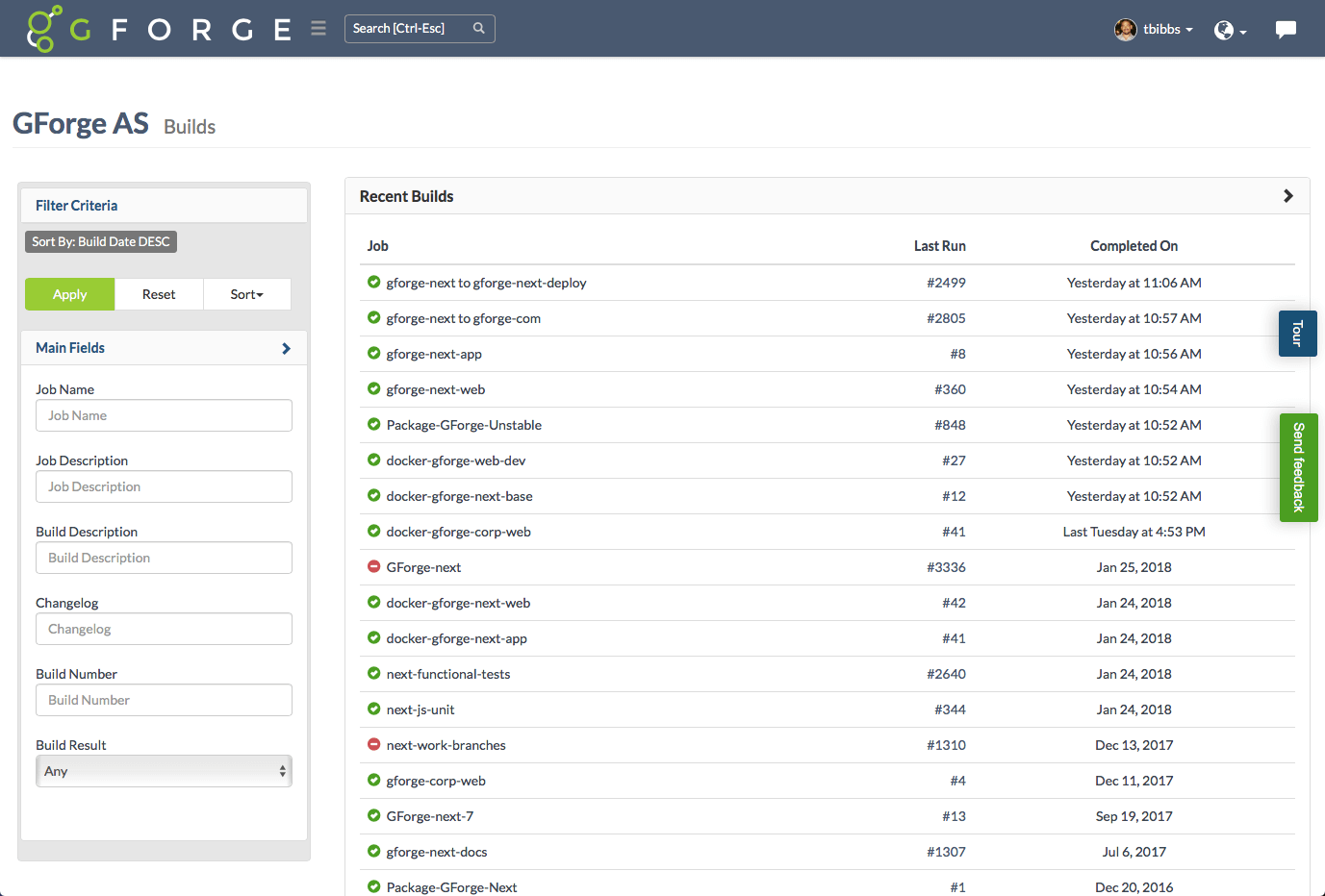 Automate builds using GForge's Jenkins plugin.